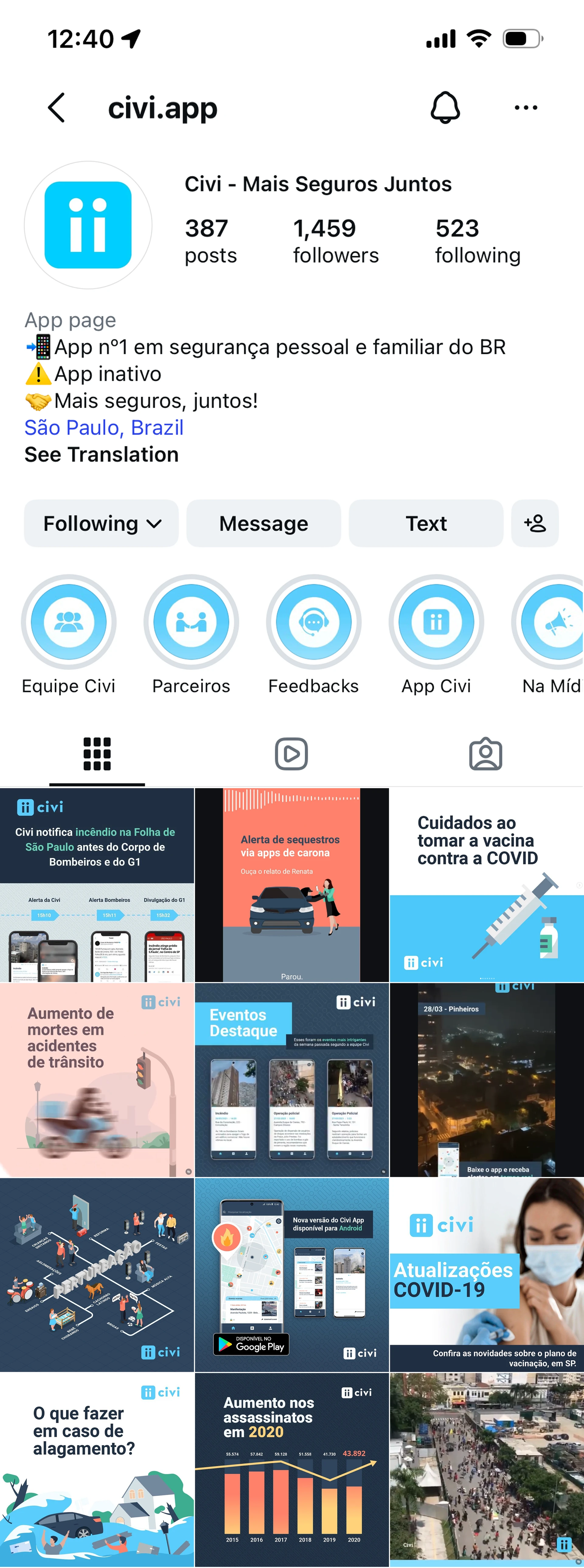 Civi's Instagram feed