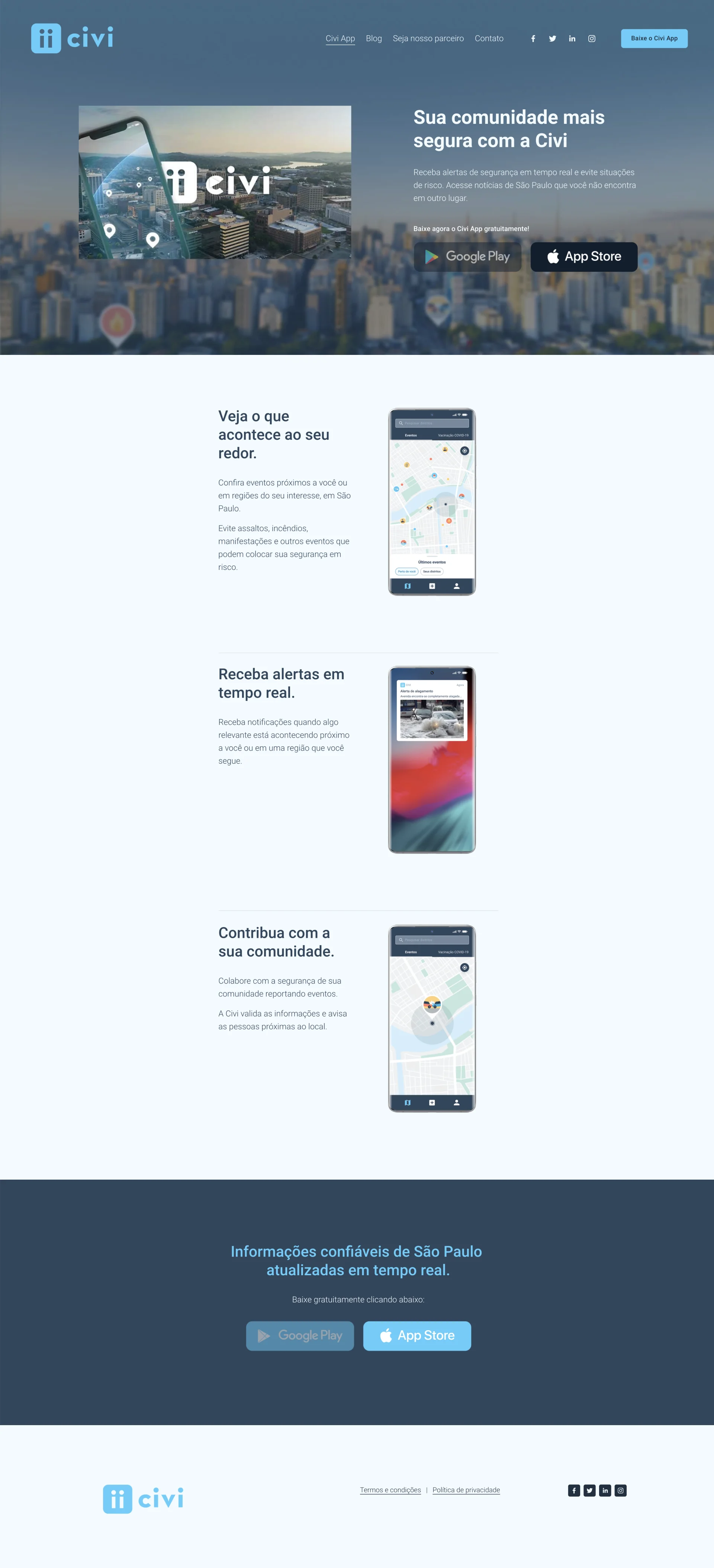 Civi website — Homepage
