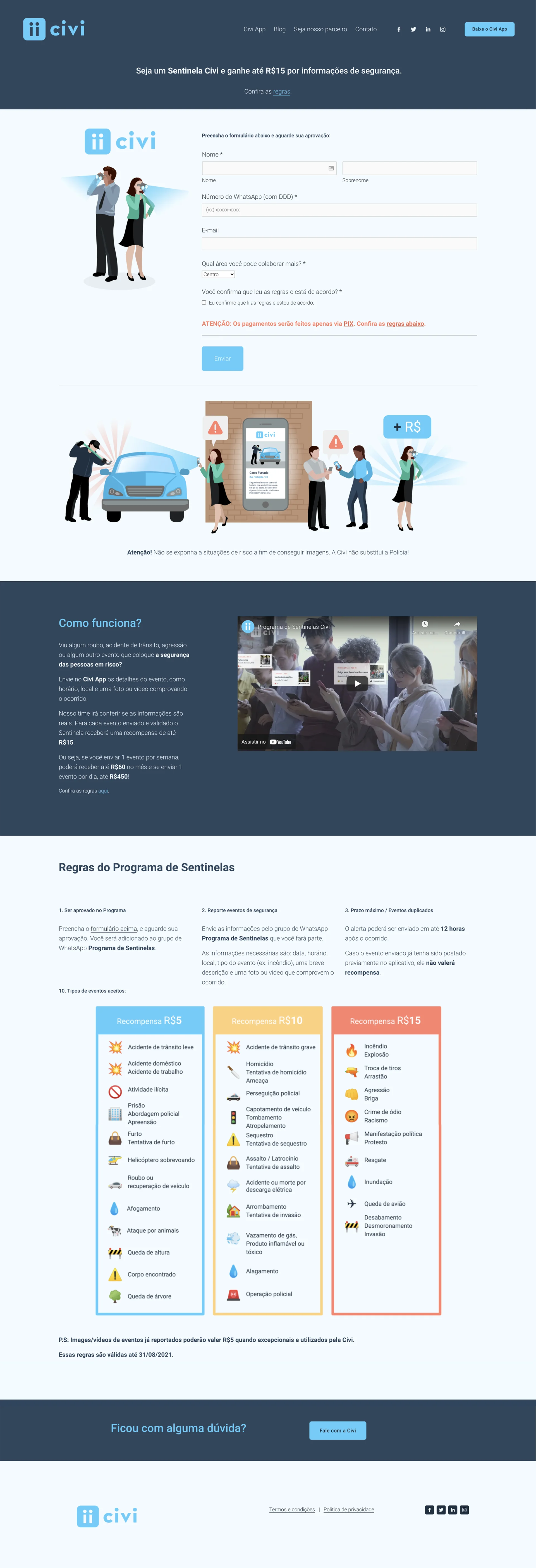 Civi website — Sentinels Program