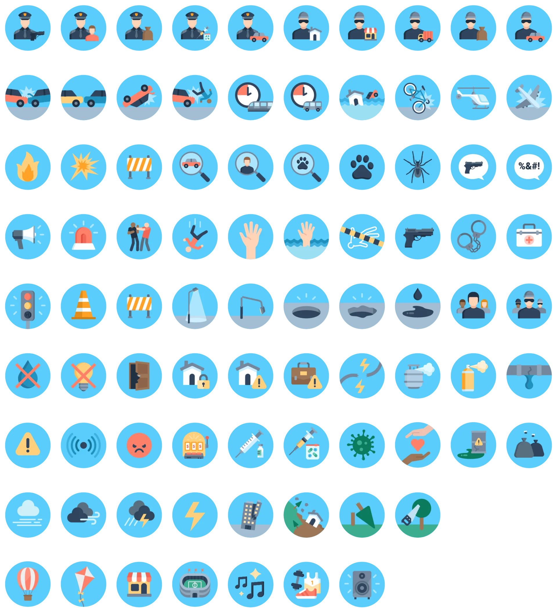 Icons (2021) — Images used in the map pins to indicate the event types