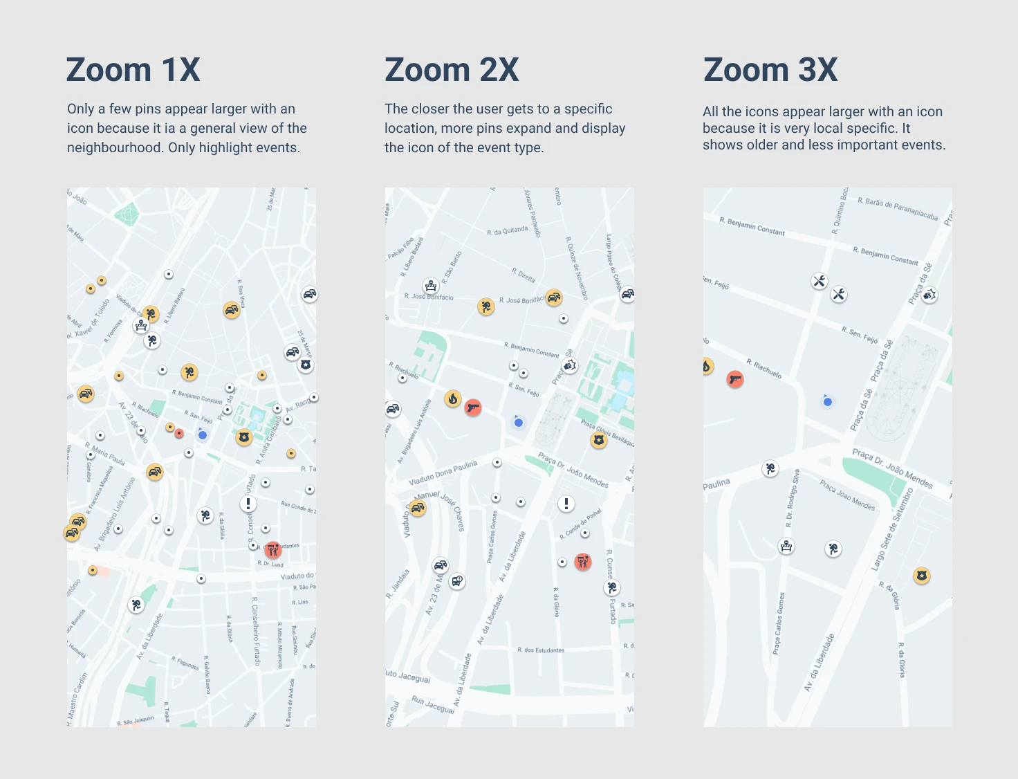 Event density solution based on the map view area