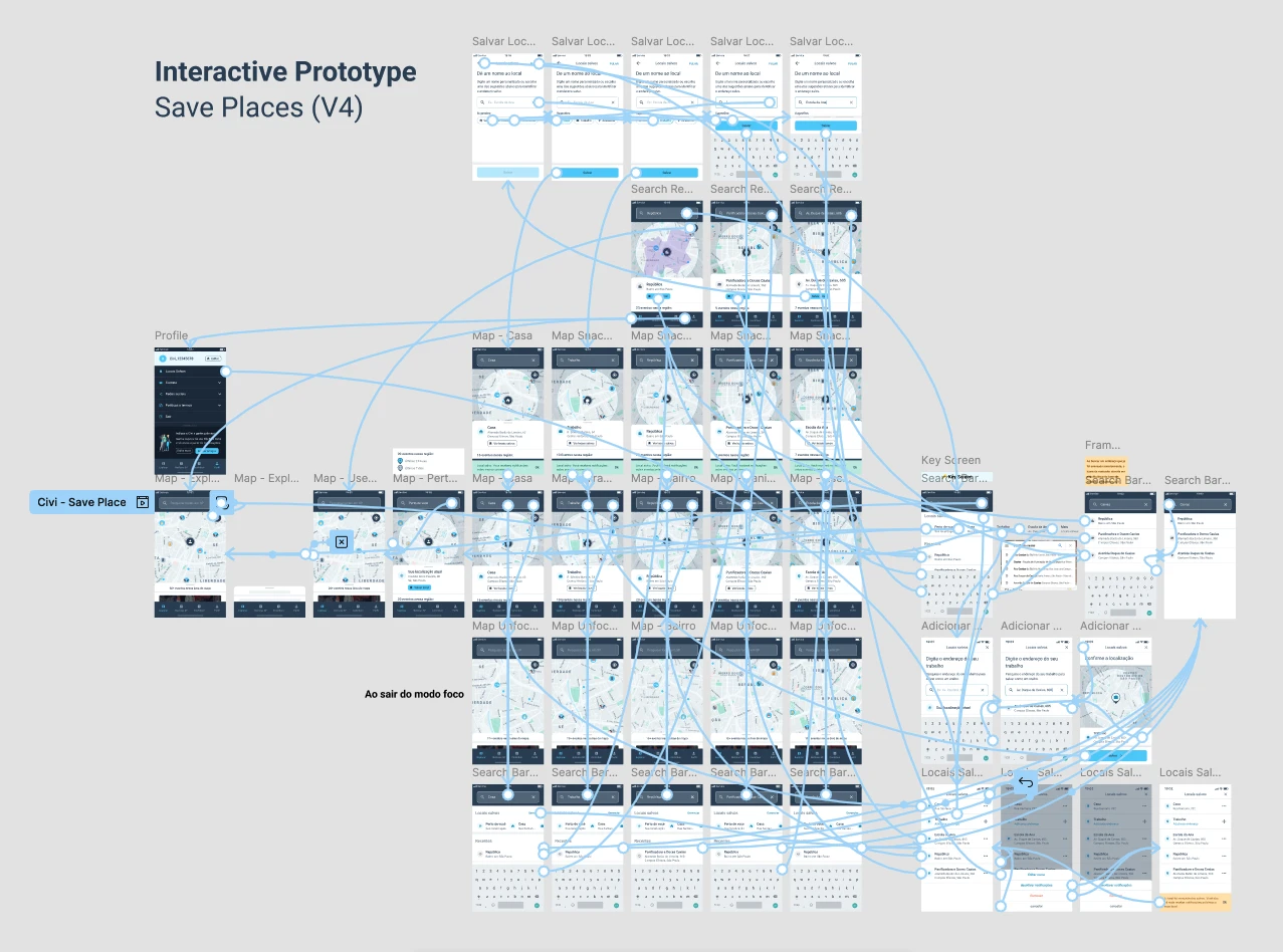 Interactive prototype created to validate the Save Places feature with users