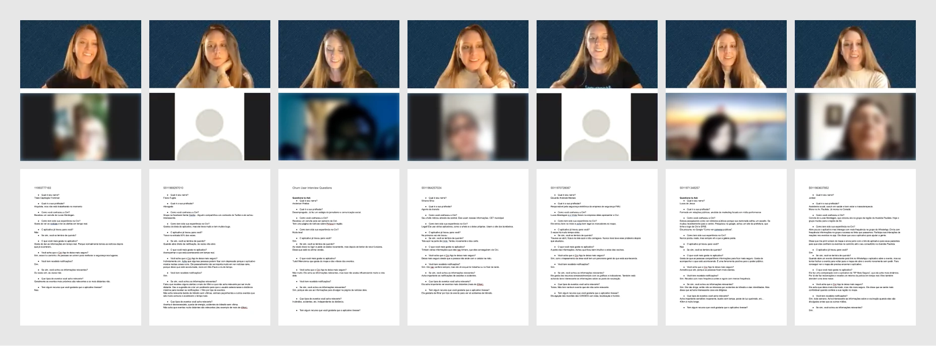 User interviews with video call and notes