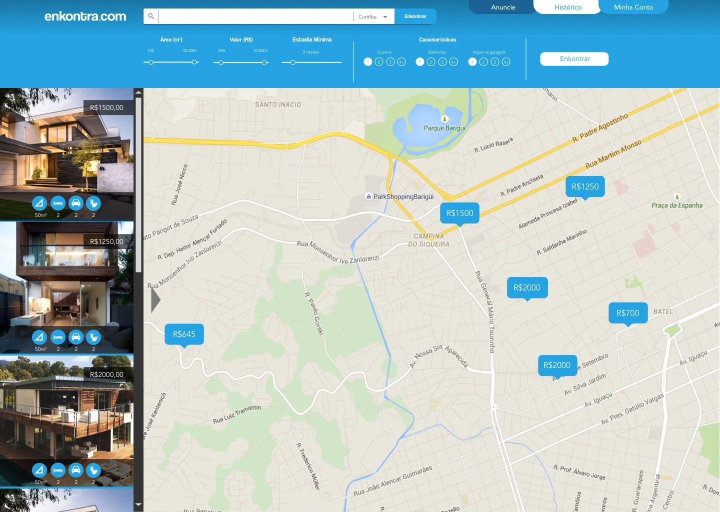 Enkontra.com search bar and filters — After, alternate view