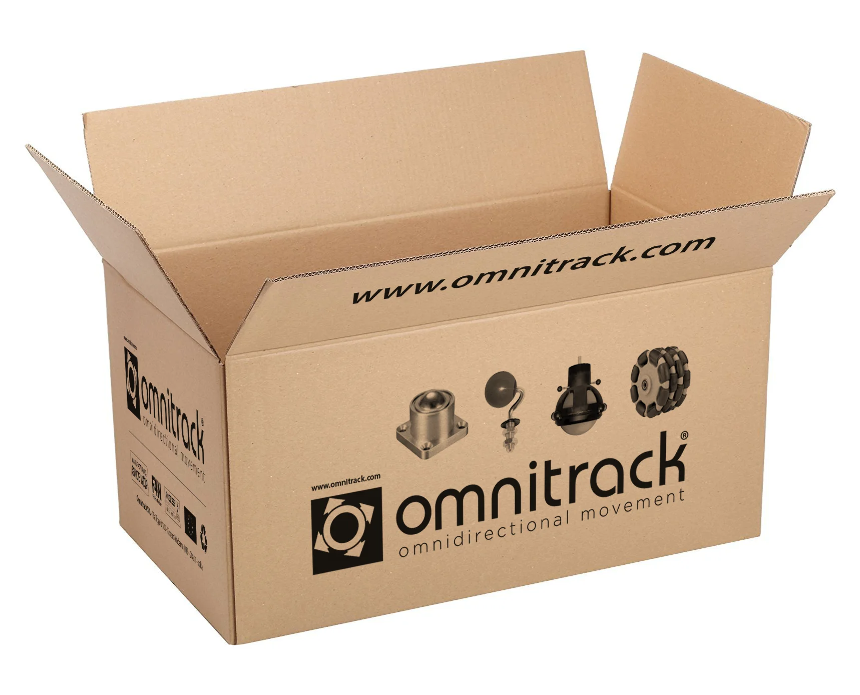 Omnitrack cardboard shipping box design