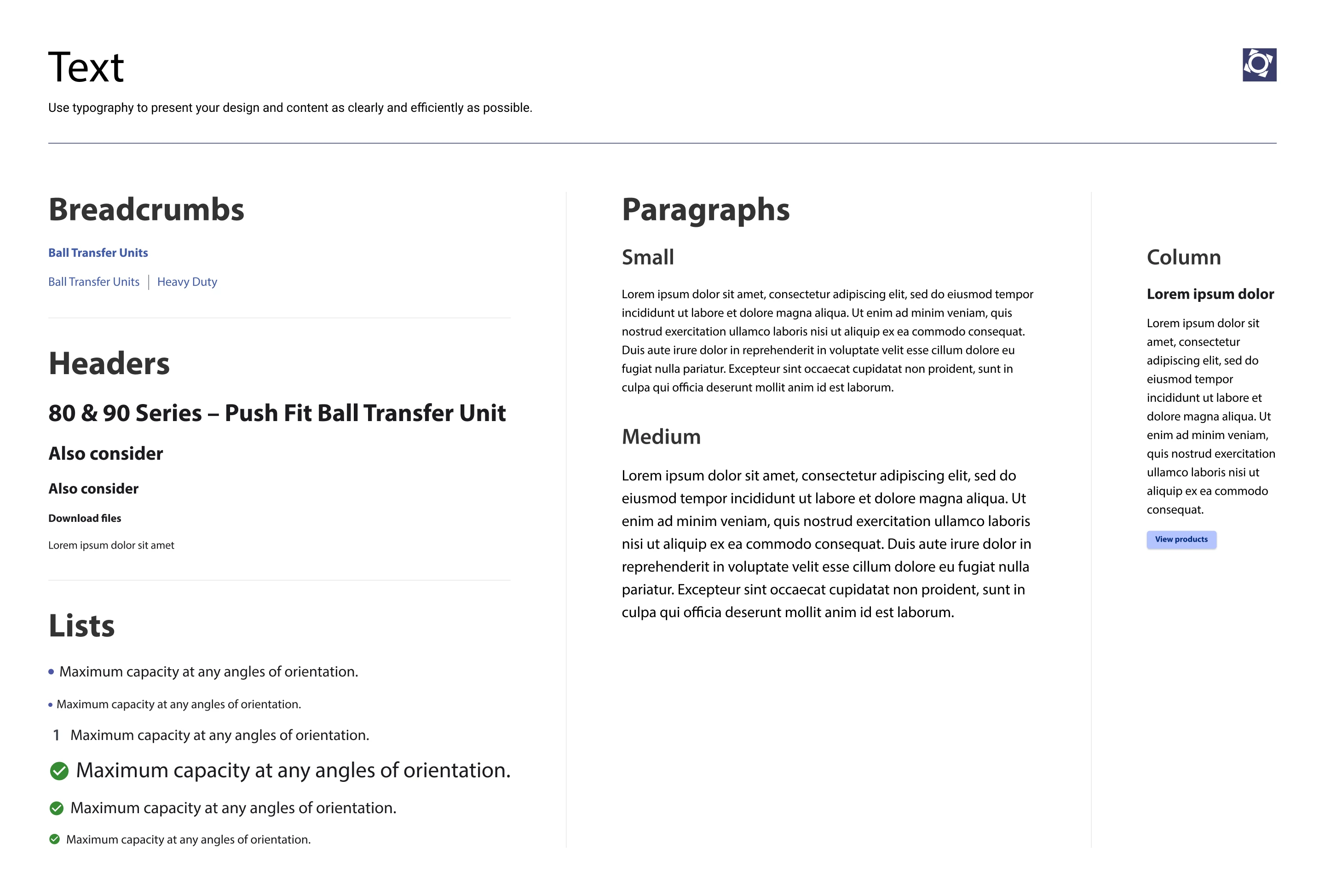Omnitrack design system — Text