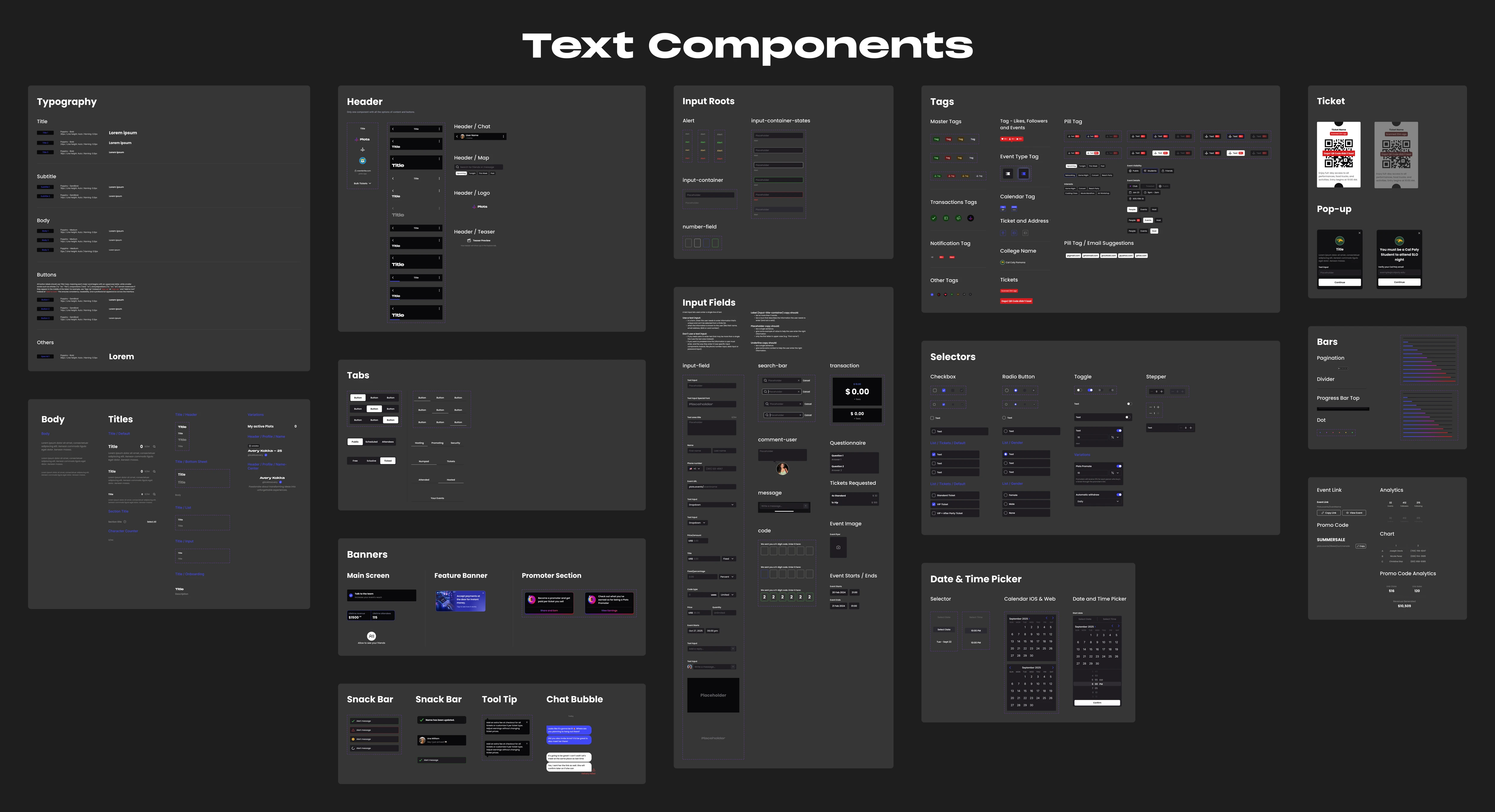 Plots design system — Text components