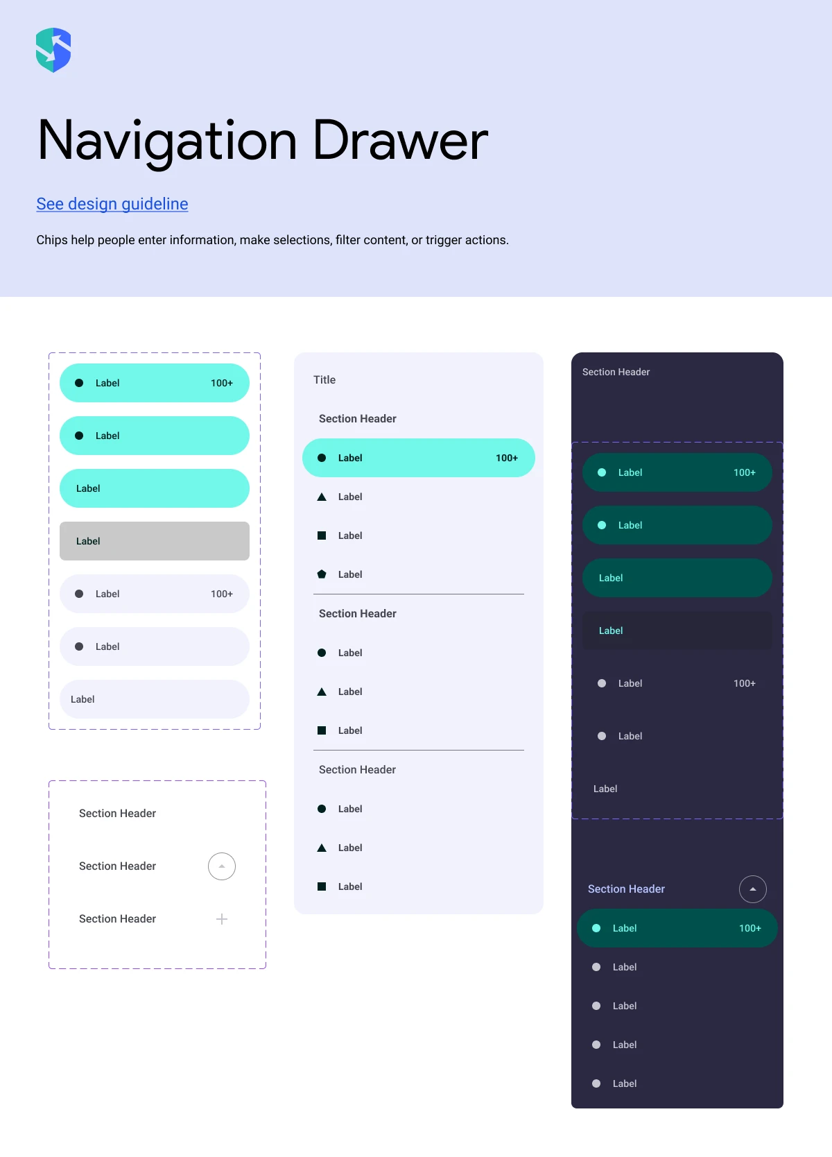 SupplyCyber design system — Navigation drawer