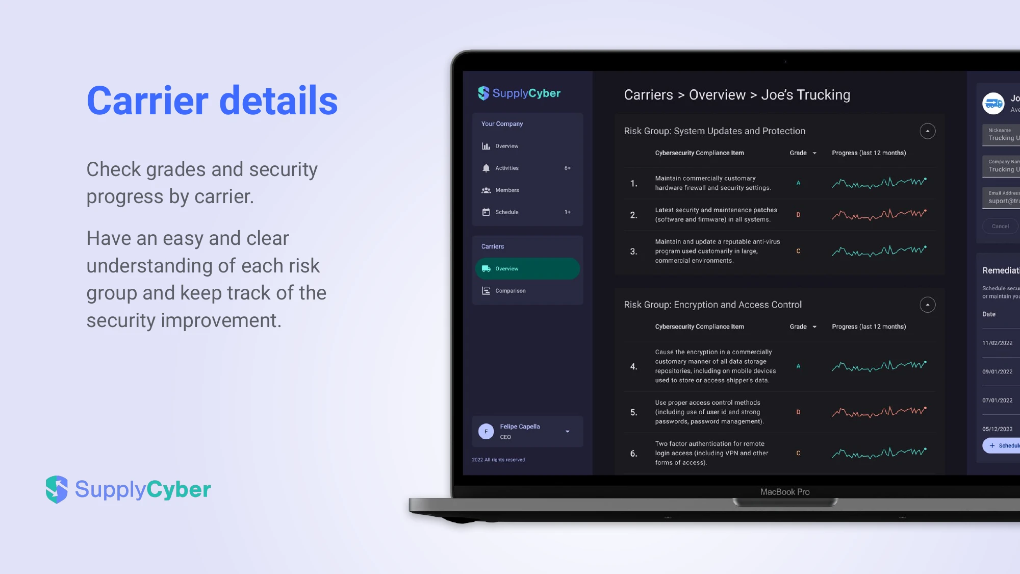 SupplyCyber pitch deck — Carrier details
